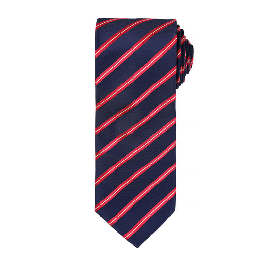 Premier Heren Sport Stripe Pattern Formele Work Tie (Marine / Rood) - Image 1