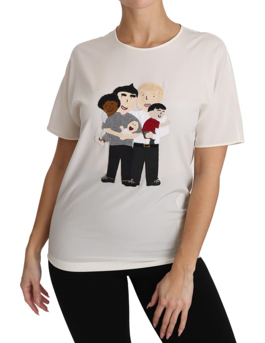 Dolce & Gabbana Dam Vit Silke Stretch #dgfamily T-shirt - Image 5
