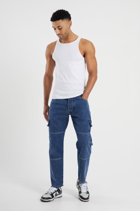 Brave Soul Mens Cargo Jeans Loose Fit Combat Jeans - Image 3