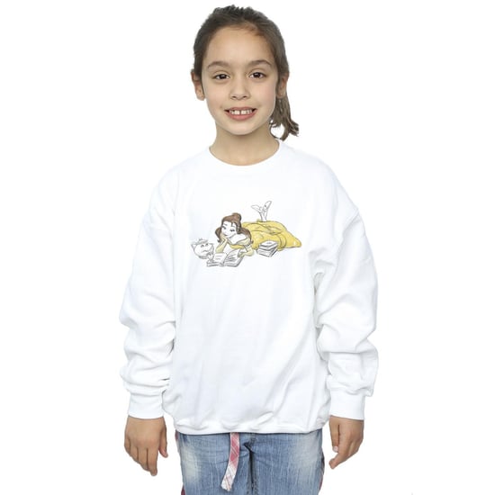 Disney Girls Beauty And The Beast Belle Reading Sweatshirt (White)