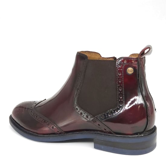 HX London Erith Leather Cherry Oxblood Mens Brogue Chelsea Boots