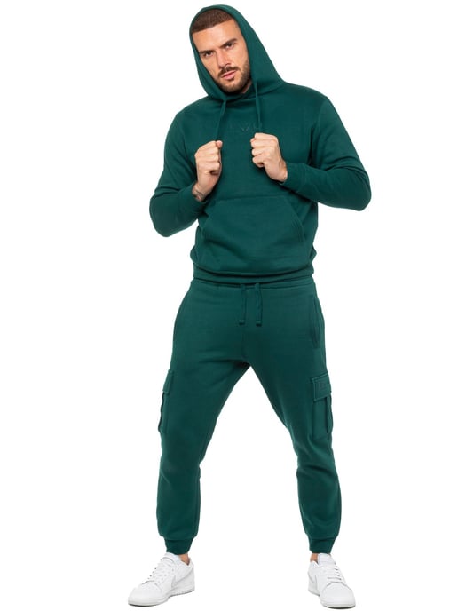 Enzo | Mens Pullover Hoodie Tracksuit Set - Green