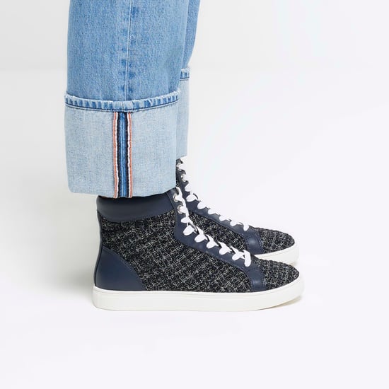 River Island Womens Trainers Navy Boucle High Top