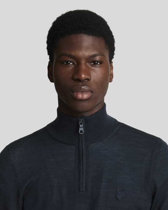 Lyle & Scott Tonal Eagle Merino Mens Quarter-Zip Jumper - Image 2