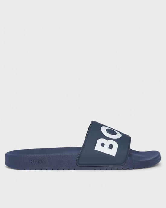 BOSS Orange Aryeh Mens Italian-Made Slides With Large Logo Detail - Image 2