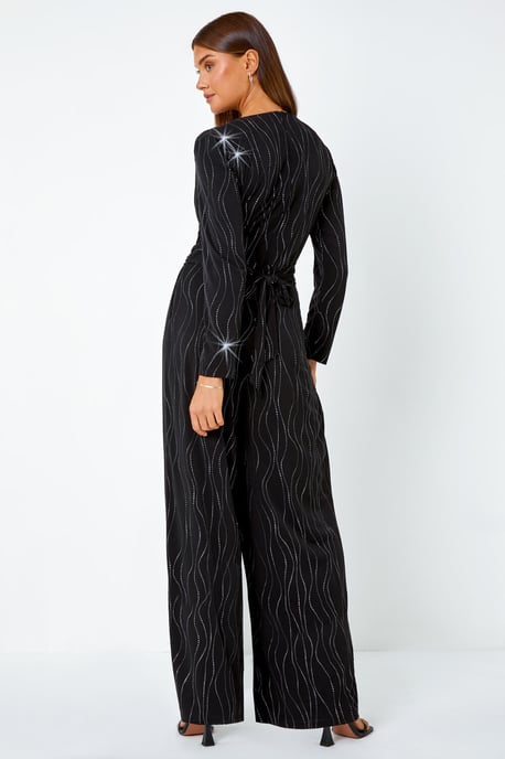 Embellished Wide Leg Stretch Jumpsuit - Image 4