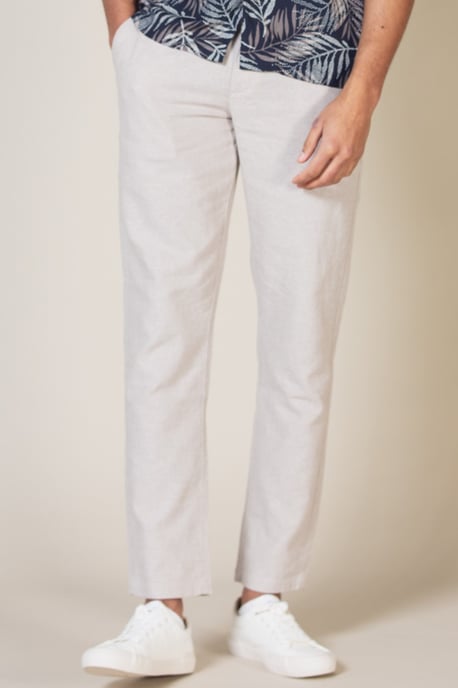 Beige 'Earvin' Linen Blend Classic Fit Trousers