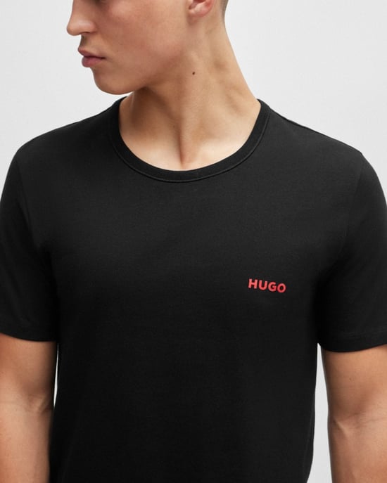 HUGO Mens Three-Pack of Underwear T-Shirts in Cotton with Logos NOS - Image 3