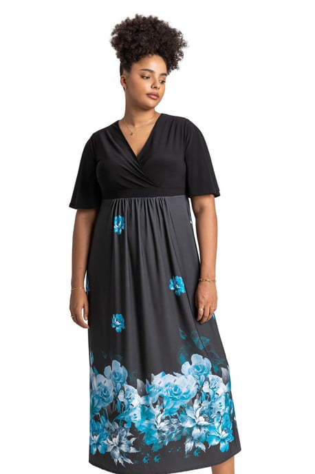 Curve Floral Border Print Maxi Dress - Image 1