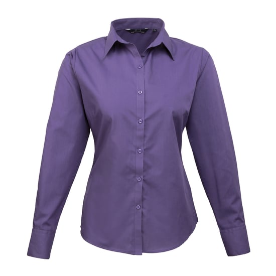Premier Dames/Dames Popeline Blouse met Lange Mouwen (Paars) - Image 1