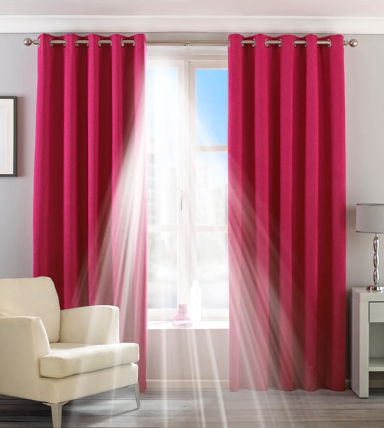 Twilight Blackout Eyelet Curtains in Pink - Image 1