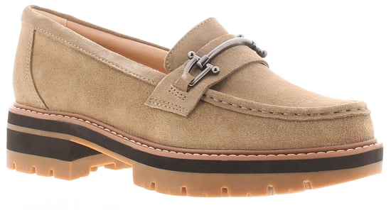 Clarks Womens Flat Shoes Orianna Bit Leather Slip On beige - Image 1