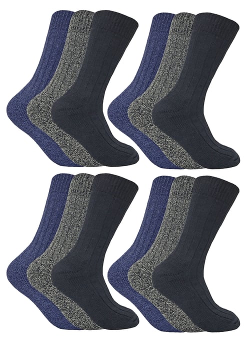 Sock Snob - 12 par herrstövelsockor i ull för vandring - Blå - Image 1