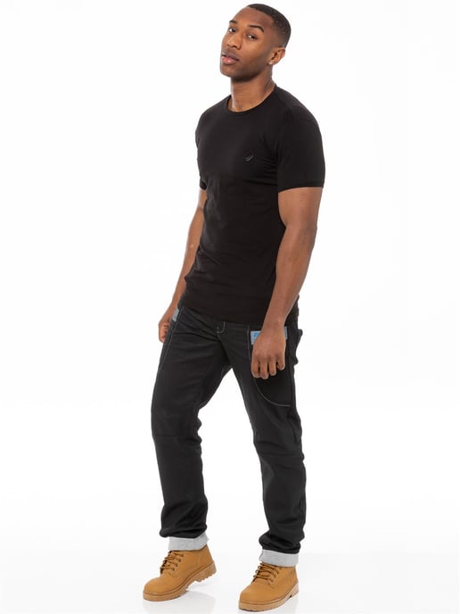 Enzo | Jeans med manschetter i denim för herrar - Svart/blå - Image 5