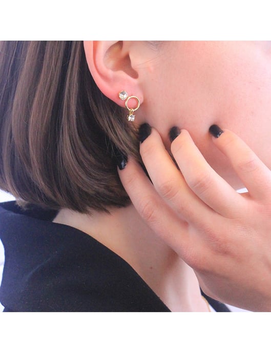 Mary Earrings - Gold and Crystal - Image 3