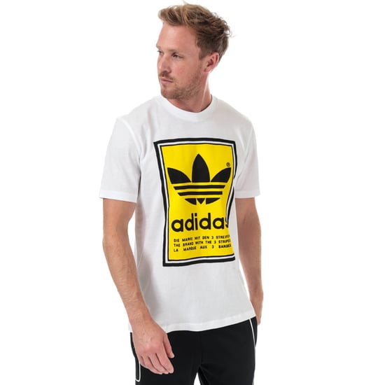 Men's adidas Originals Filled Label T-Shirt in White yellow