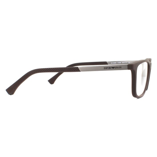 Emporio Armani Rectangular Rubber Brown Mens  Glasses Frames