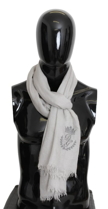 Dolce & Gabbana Heren Sjaal Off White DG Kroon Geborduurd Nek Wikkel - Image 1