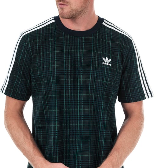 Men's adidas Originals 3-Stripes Tartan T-Shirt in Navy