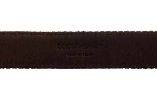 Dolce & Gabbana Men's Brown Leather Logo Cintura Gürtel Belt
