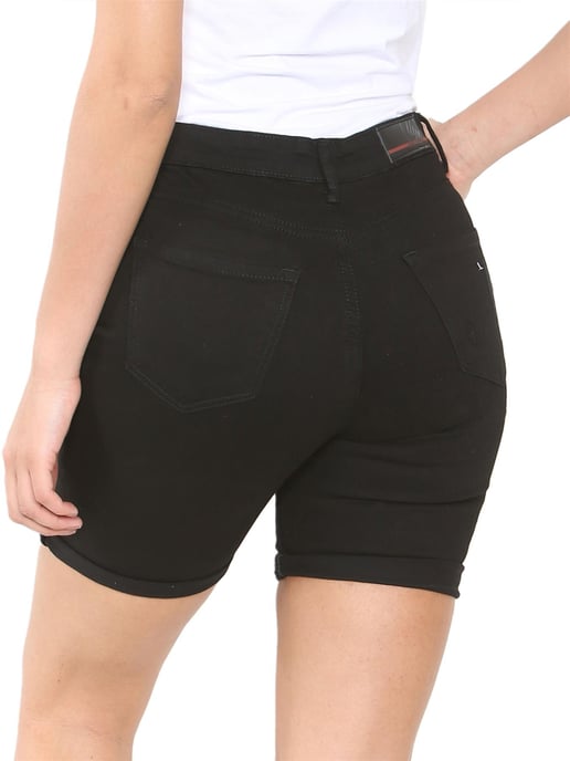 Enzo | Womens Ripped Denim Shorts - Black