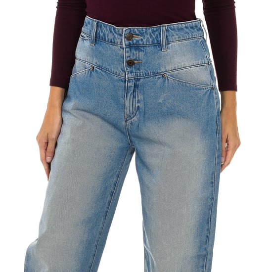 Long worn effect denim pants 6Y5J14-5DWQZ woman
