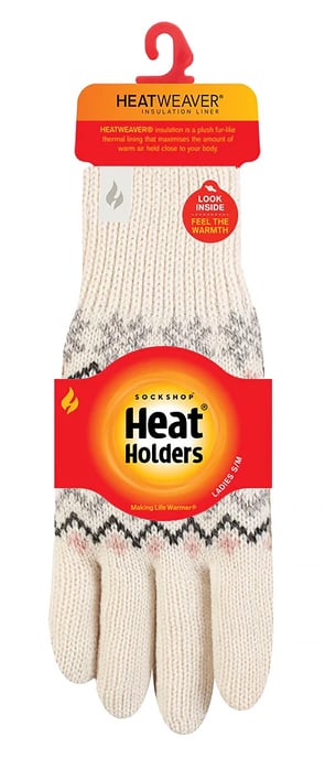 Heat Holders - Ladies Soft Thermal Gloves - Cream - Image 2