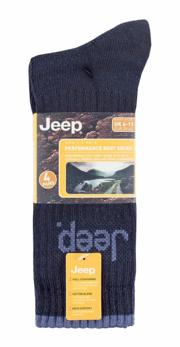 JEEP - 4 Pairs Mens Anti Blister Thick Cushioned Luxury Boot Socks - Image 2