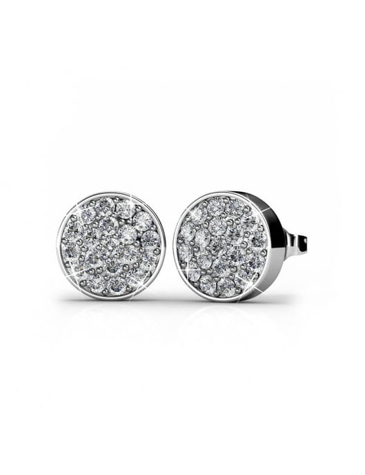 Round Earrings - Silver and Crystal - Image 4