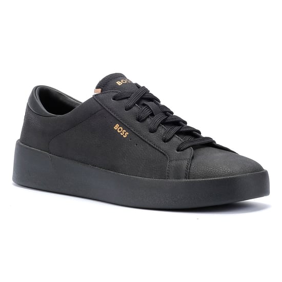 Boss Belwar Tennis Tumble Leather Heren Zwart Sportschoenen - Image 2