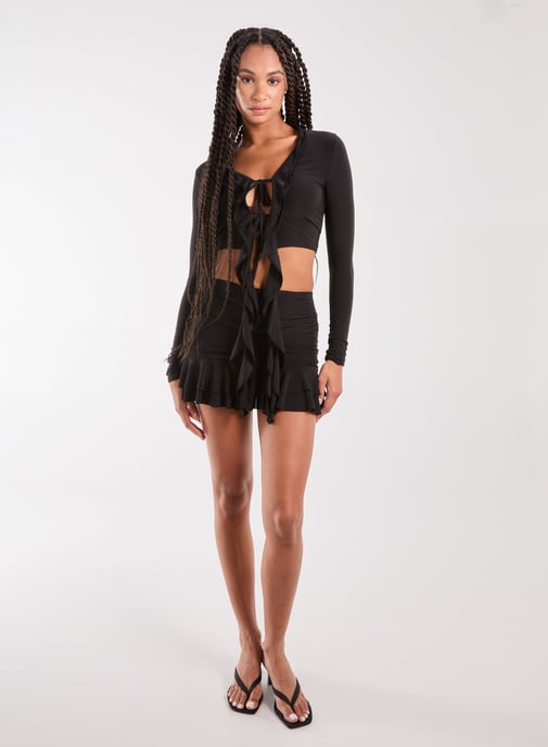 Ruffle Slinky Mini Skirt