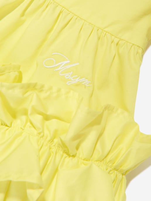 MSGM Girls Poplin Dress in Yellow