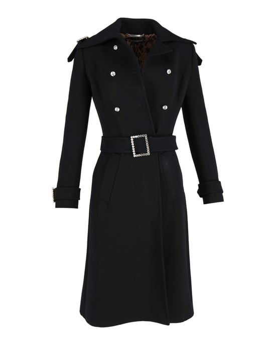 Dolce & Gabbana Double-Breasted Coat with Belt in Black Wool - Image 1