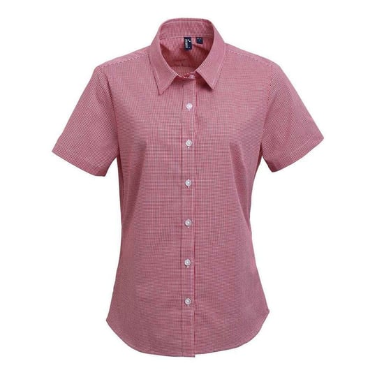 Premier Dames/Dames Gingham overhemd met korte mouwen (Rood/Wit) - Image 1