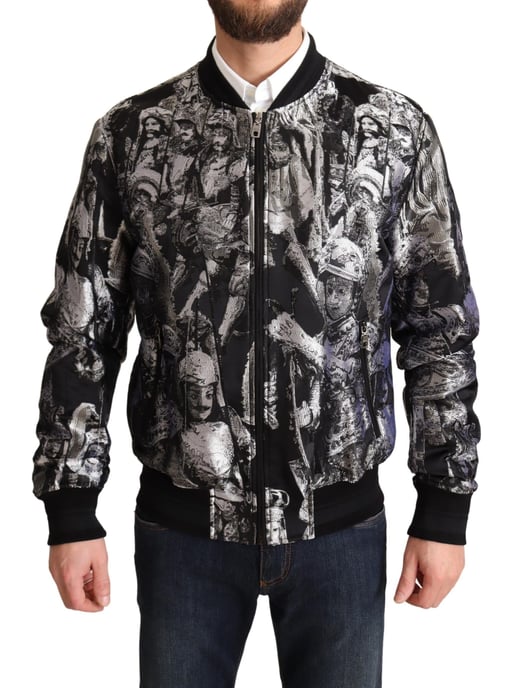 Stunning  Silver Motive Bomber Jacket - Image 1