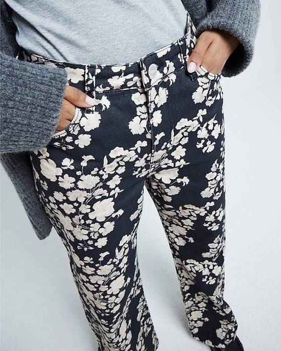 River Island Womens Straight Jeans Petite Black Relaxed Floral