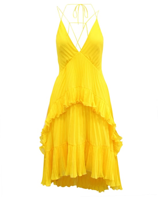 Halston Heritage Yellow Pleated Dress