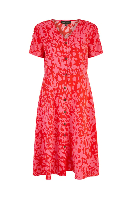 Pink Animal Print Shirt Dress