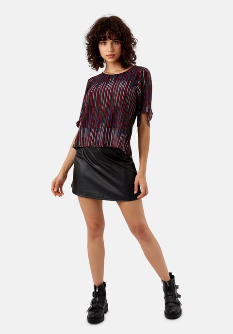 Whisper Printed Top in Red and Green