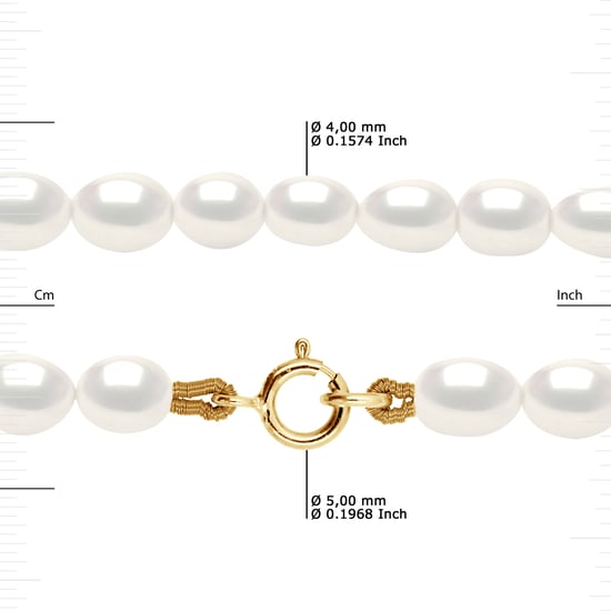DIADEMA - Necklace - Real Freshwater Pearls - White - Yellow Gold