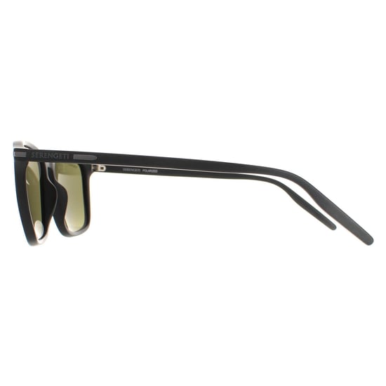 Serengeti Rectangle Mens Matte Black Mineral Polarized 555nm Lenwood