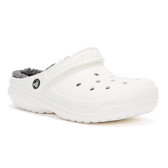 Crocs Classic Lined Womens White / Grey Clogs - Image 2