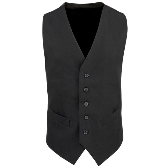 Premier Mens Lined Polyester Waistcoat / Catering / Bar Wear (Pack of 2) (Black) - Image 1