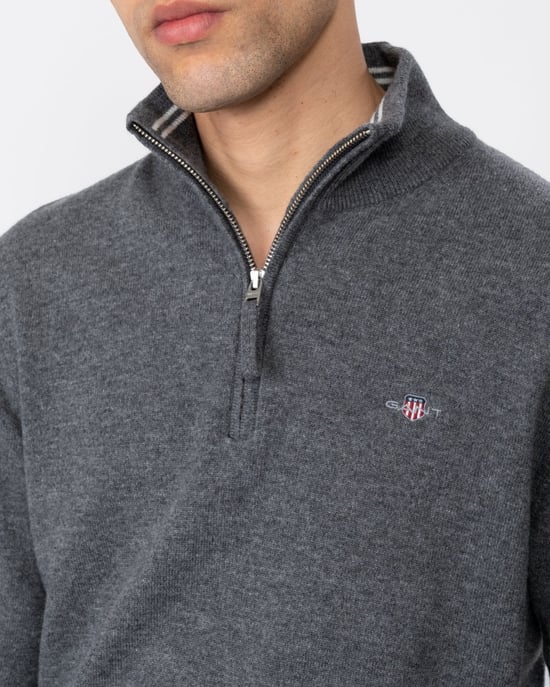 GANT Mens Superfine Lambswool Half Zip Cardigan