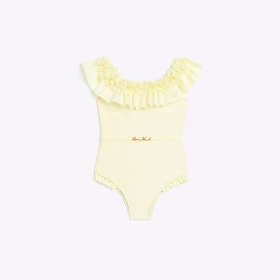 River Island Girls Swimsuit Yellow 3D Flowers