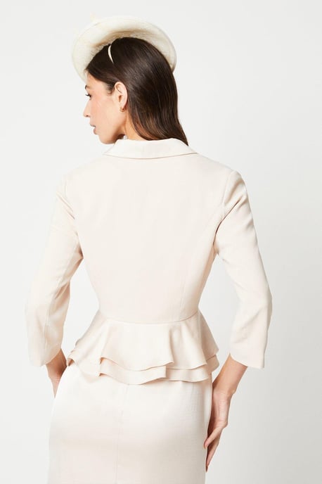 Satin Back Crepe Tailored Jacket With Peplum - Image 3