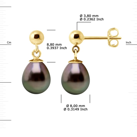 DIADEMA - Earrings - Real Tahitian Pearls- Yellow Gold