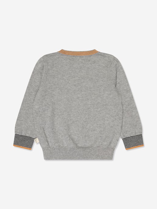 The Bonnie Mob Kids Bear Cashmere Knit Jumper in Grey