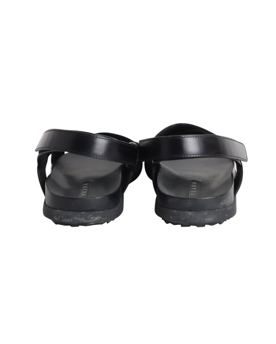 Prada Logo Band Kruis Sandalen in Zwart Leer - Image 4