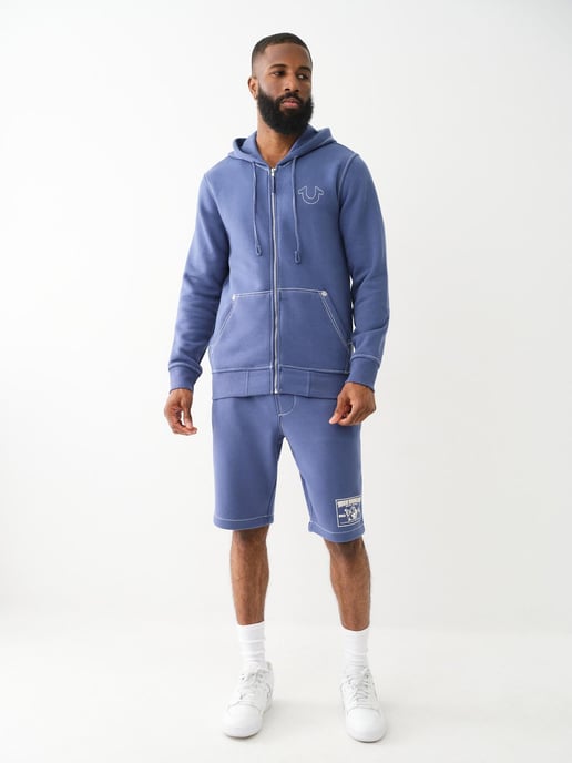 Big T Zip Up Hoodie in Navy
